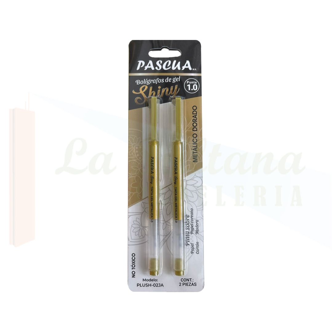 PLUMA PASCUA GEL SHINY BLISTER C/2