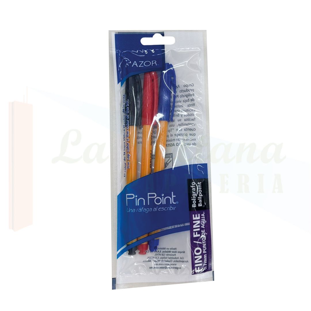 PLUMA AZOR PIN POINT 0.7MM BLISTER C/3