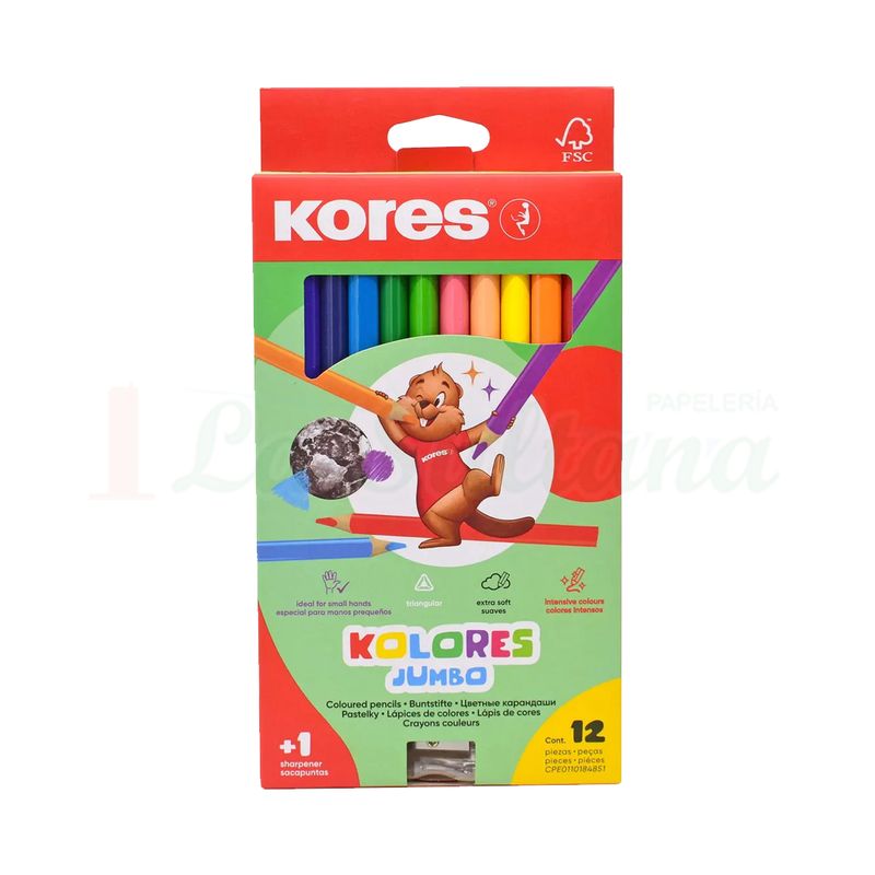 COLORES KORES TRIANGULAR JUMBO C/12 COLORES KORES TRIANGULAR JUMBO C/12
