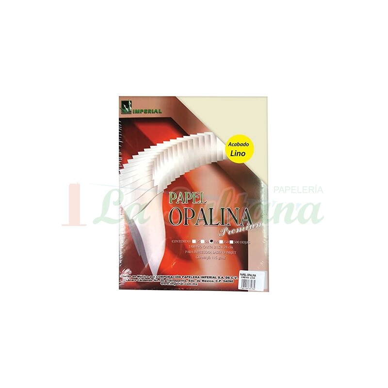 HOJA PAPEL OPALINA CREMA LINO CARTA C/100