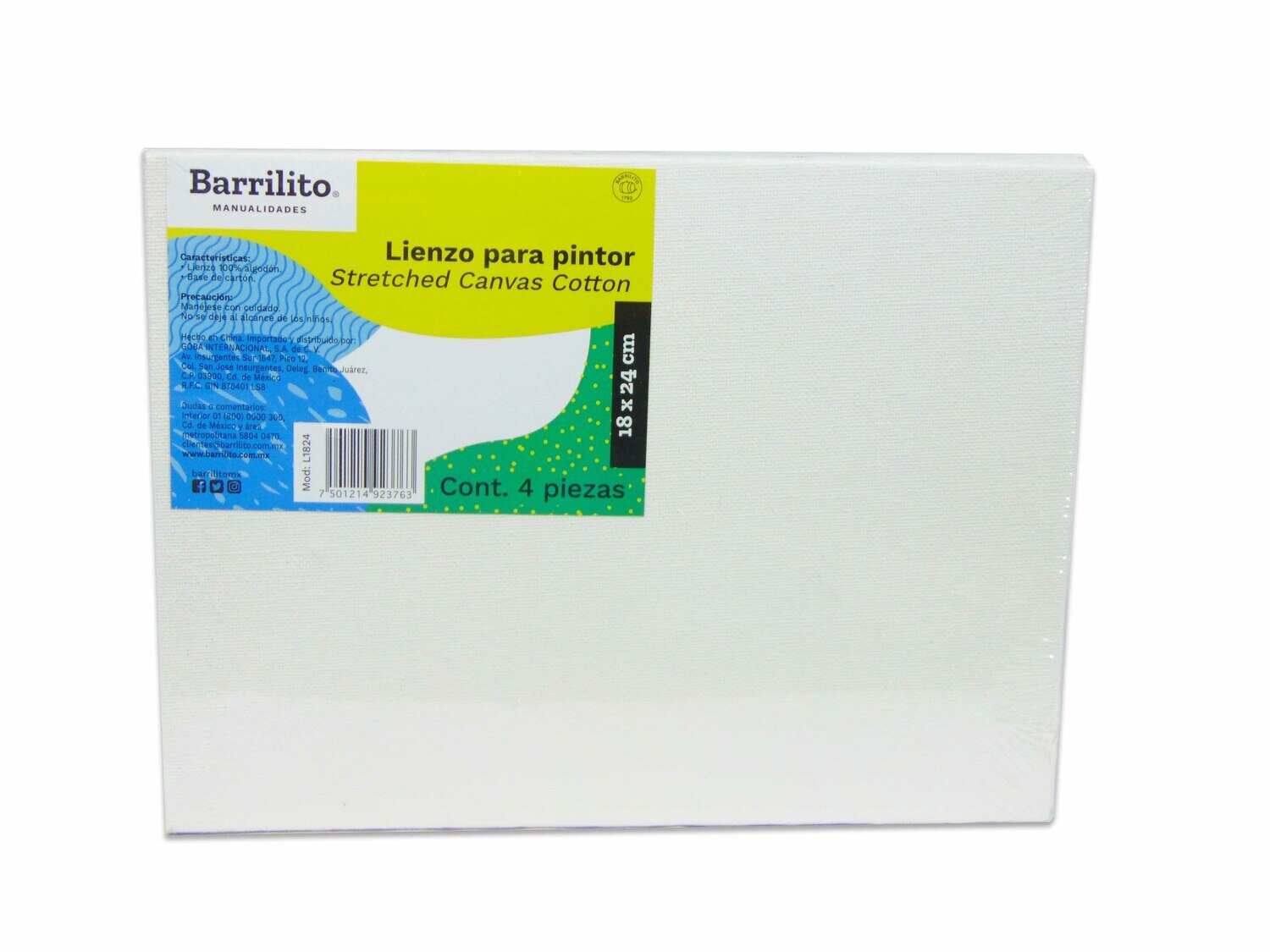 LIENZO P/PINTOR BARRILITO 18X24 L1824 C/4 PZ LIENZO P/PINTOR BARRILITO 18X24 L1824 C/4 PZ