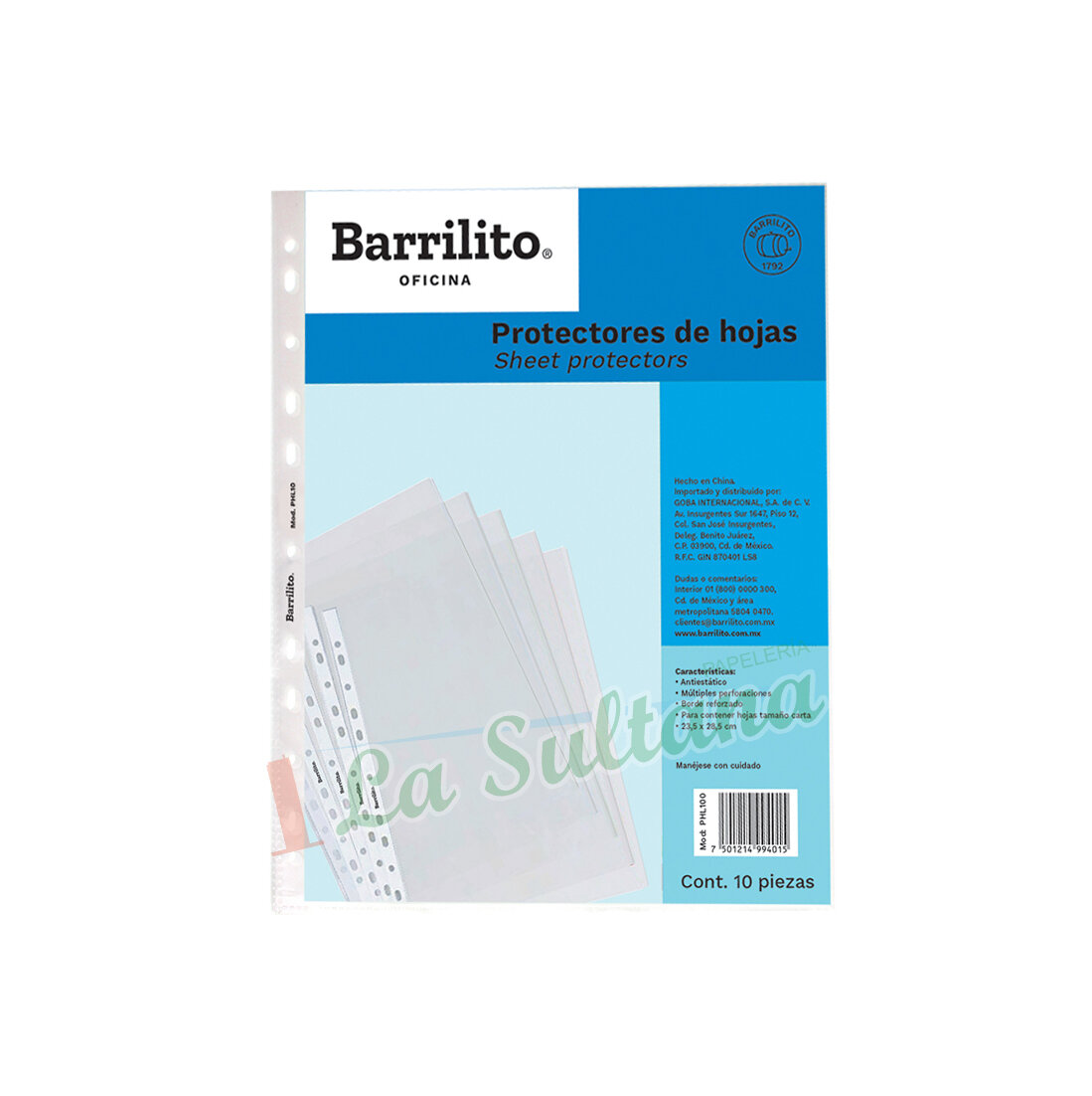 PROTECTOR DE HOJAS BARRILITO T.CARTA PHL10 C/10