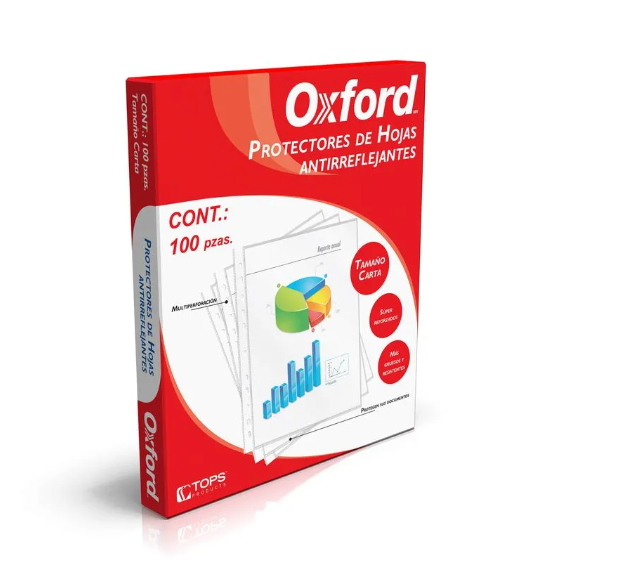 PROTECTOR DE HOJAS OXFORD T.CARTA ANTIRREFLEJANTE C/100