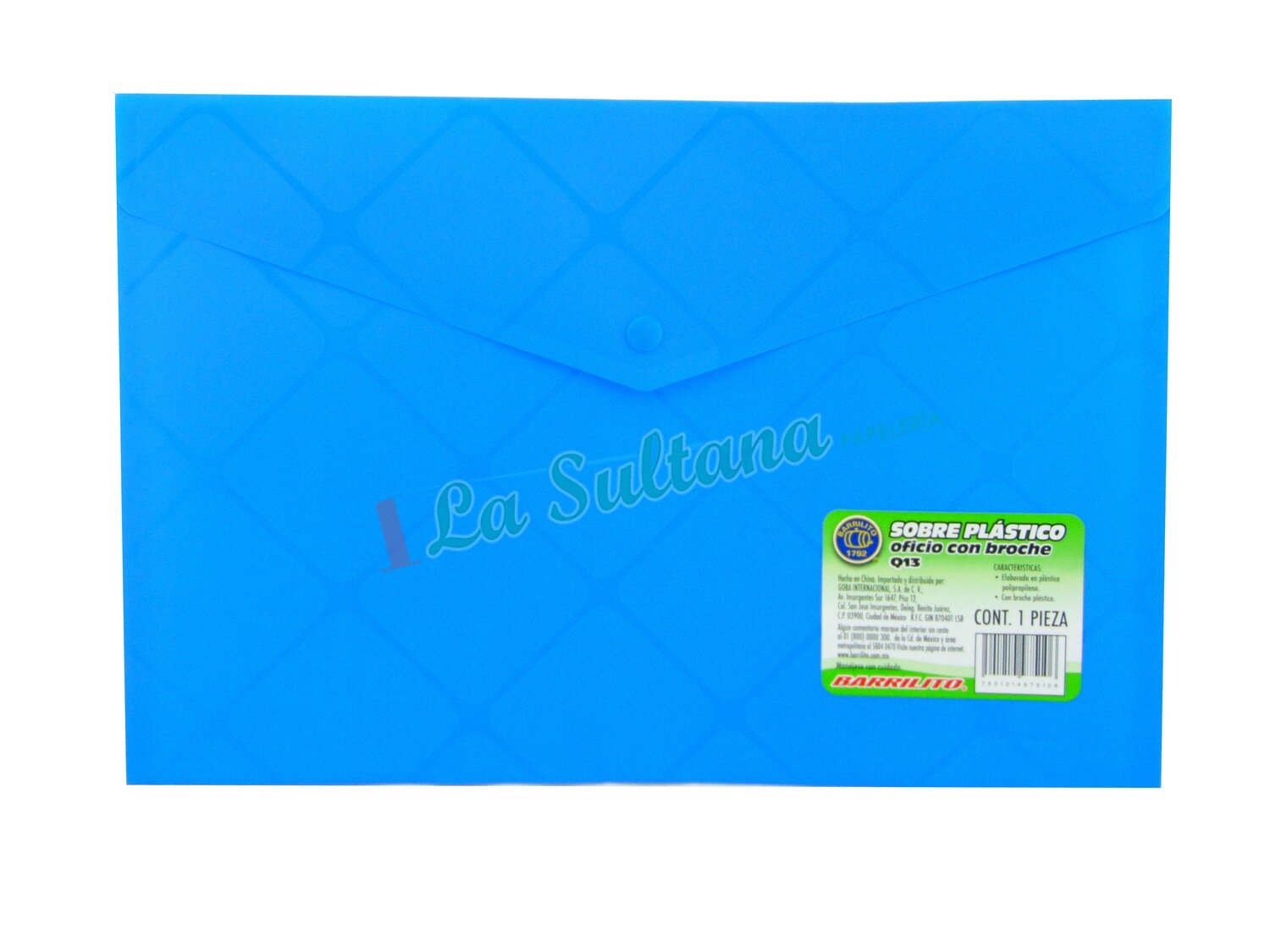 SOBRE PLASTICO C/BROCHE OFICIO Q13 PZ SOBRE PLASTICO C/BROCHE OFICIO Q13 PZ