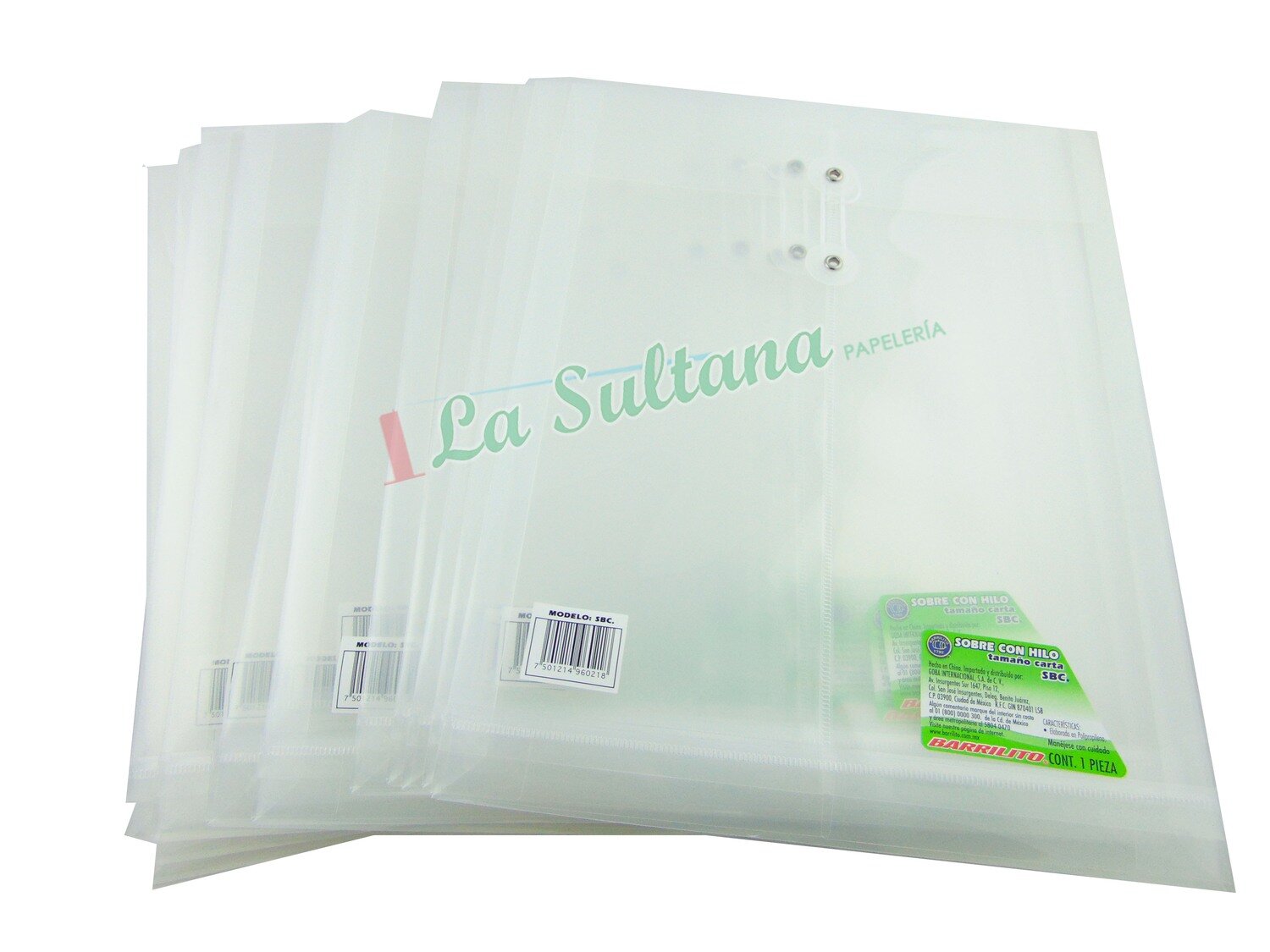 SOBRE PLASTICO C/HILO BARRILITO CARTA SBC C/12 PZ