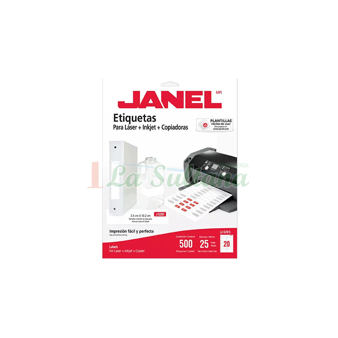 ETIQUETA ADHESIVA LASER CARTA J5261 JANEL C/25H