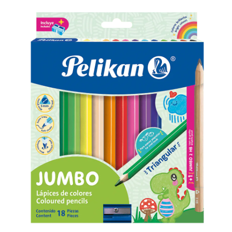COLORES PELIKAN TRIANGULAR JUMBO C/18 COLORES PELIKAN TRIANGULAR JUMBO C/18