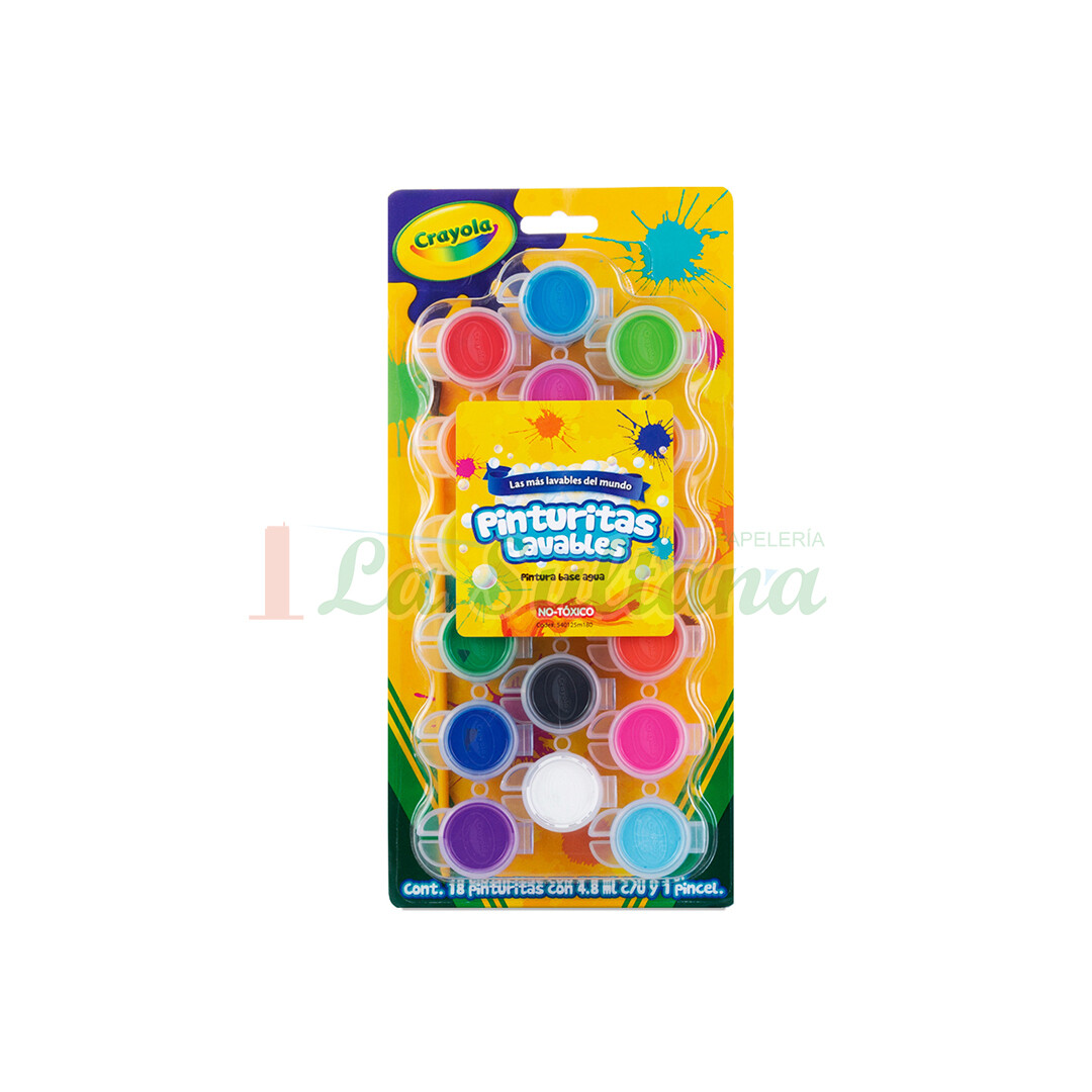 PINTURITAS LAVABLES CRAYOLA C/18 PZ PINTURITAS LAVABLES CRAYOLA C/18 PZ