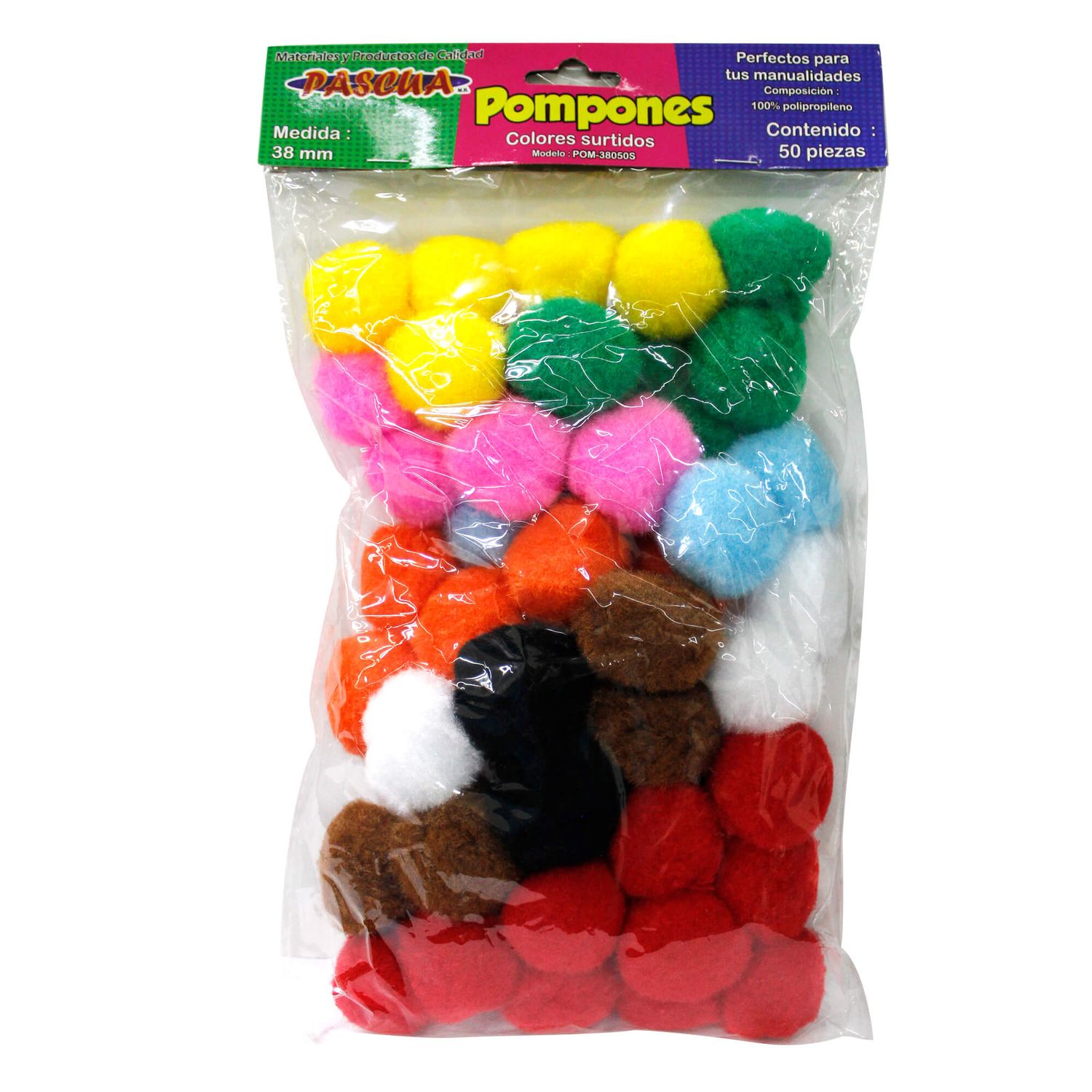POMPONES PASCUA 38MM SURTIDO C/50 PZS POMPONES PASCUA 38MM SURTIDO C/50 PZS
