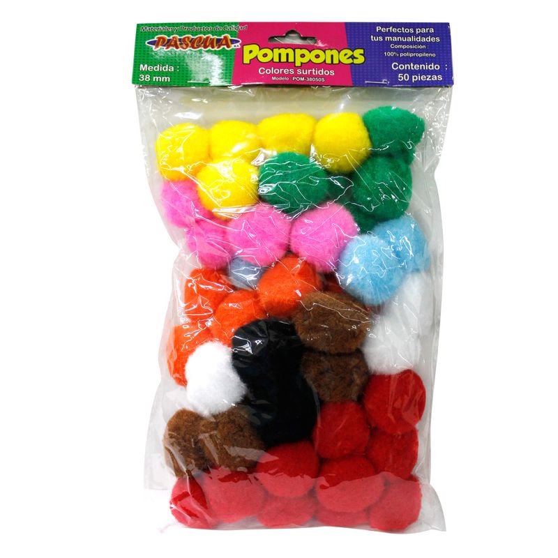 POMPONES PASCUA 38MM SURTIDO C/50 PZS