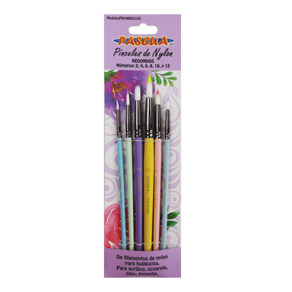 PINCELES REDONDOS NYLON PASCUA C/6 PINCELES REDONDOS NYLON PASCUA C/6
