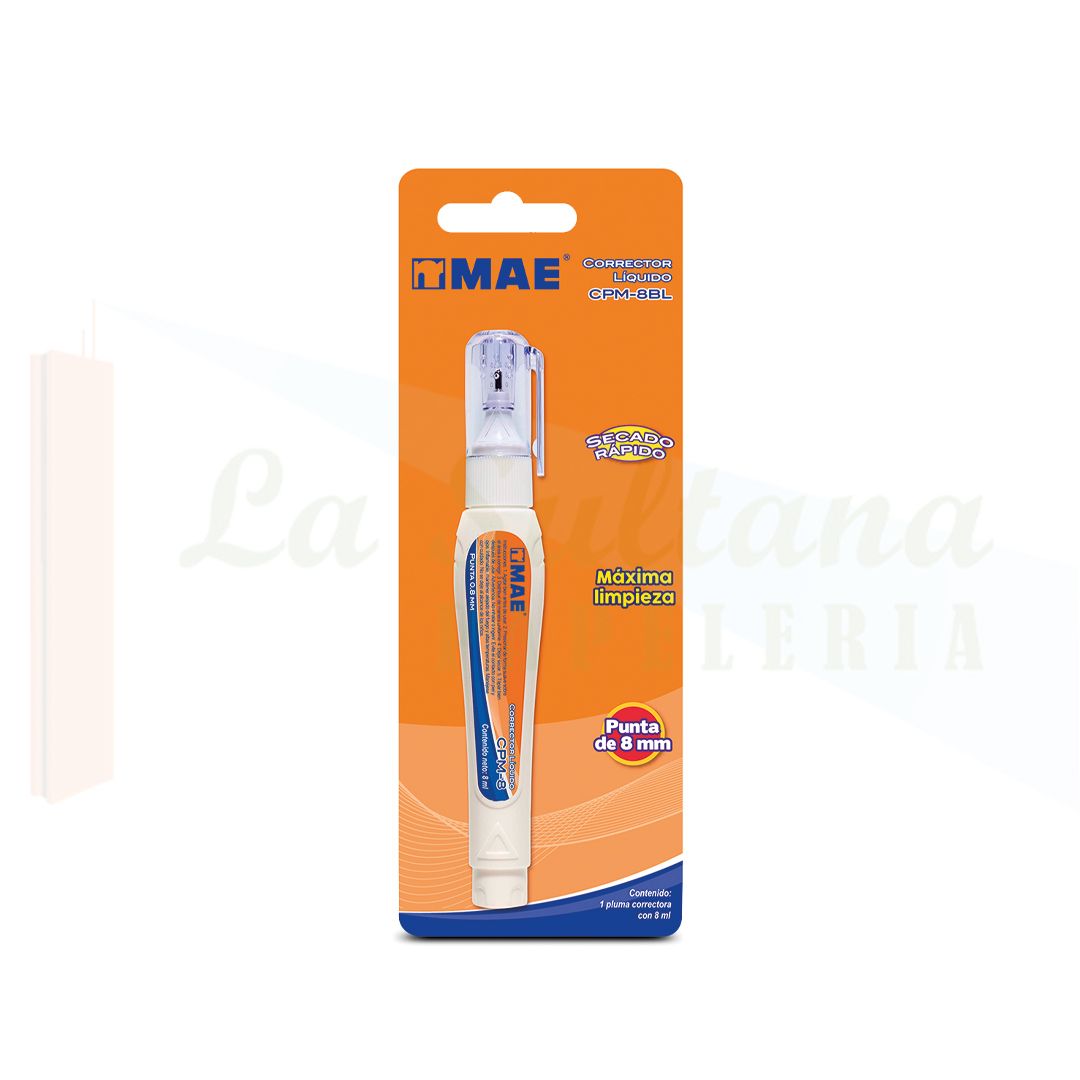 CORRECTOR PLUMA MAE 8ML BLISTER C/1PZ CORRECTOR PLUMA MAE 8ML BLISTER C/1PZ