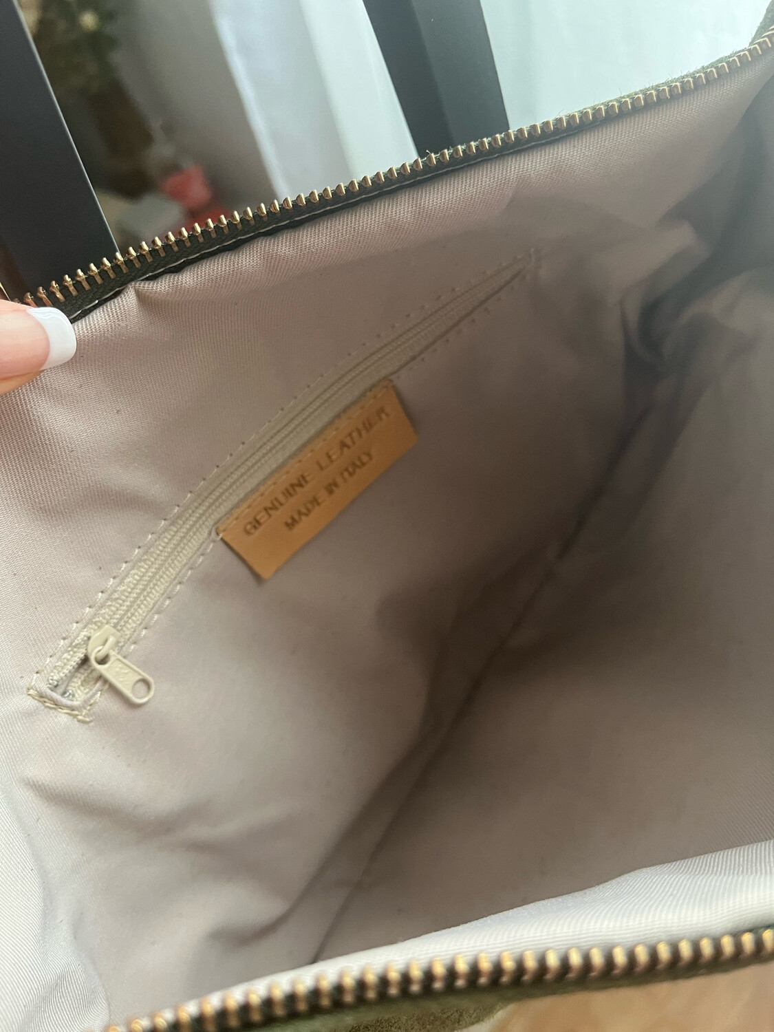 Sac Cuir bandoulière franges kaki