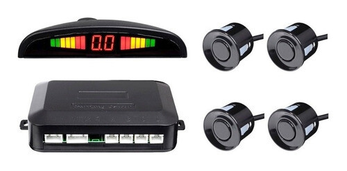 Kit Sensor Estacionamiento Display Alarma 4 Sensores, Color: Negro