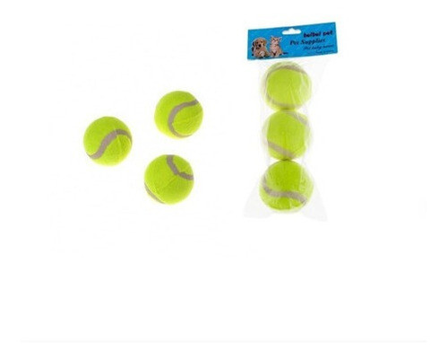 Pelotas Tenis Medianas Para Mascotas Perros Pack X3, Color: Verde claro