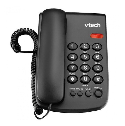 Telefono Fijo Vtech Vtc100 De Mesa O Pared Sin Electricidad, Color: Negro