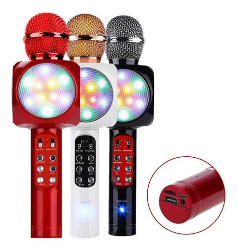 Microfono Bluetooth C/parlante Y Luces , Color: varios