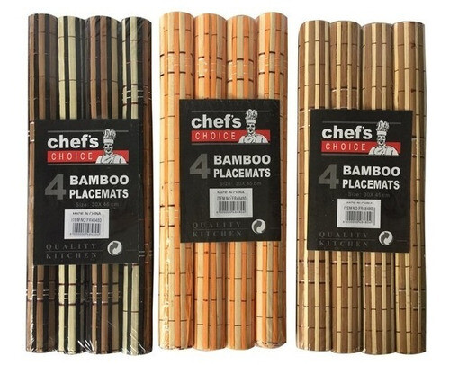 Individuales De Bambú, Pack X4, Color: Marrón