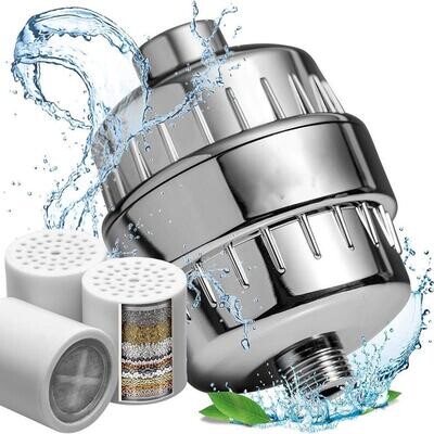 Сменный многоступенчатый  фильтр для очистки воды с витамином С в хромированном корпусе. (15 ступеней защиты)
