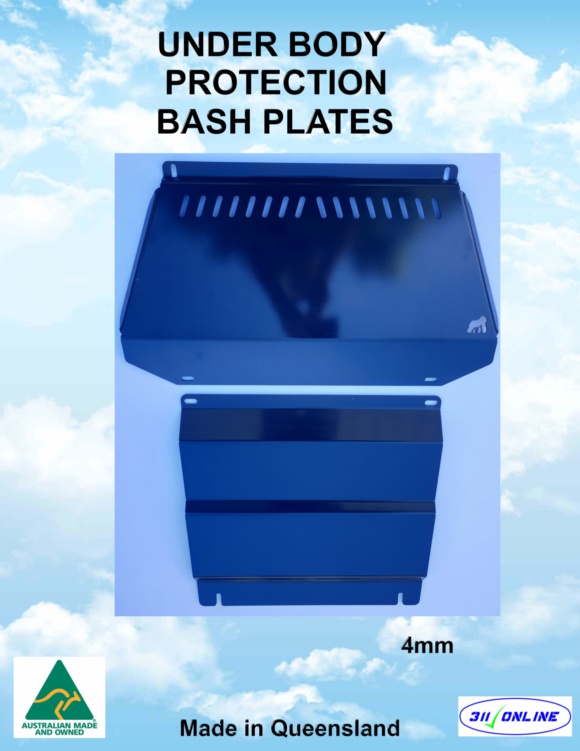 BASH PLATE SET 4mm Will Fit &amp; Suit Mitsubishi Triton MQ/MR 2015-2023