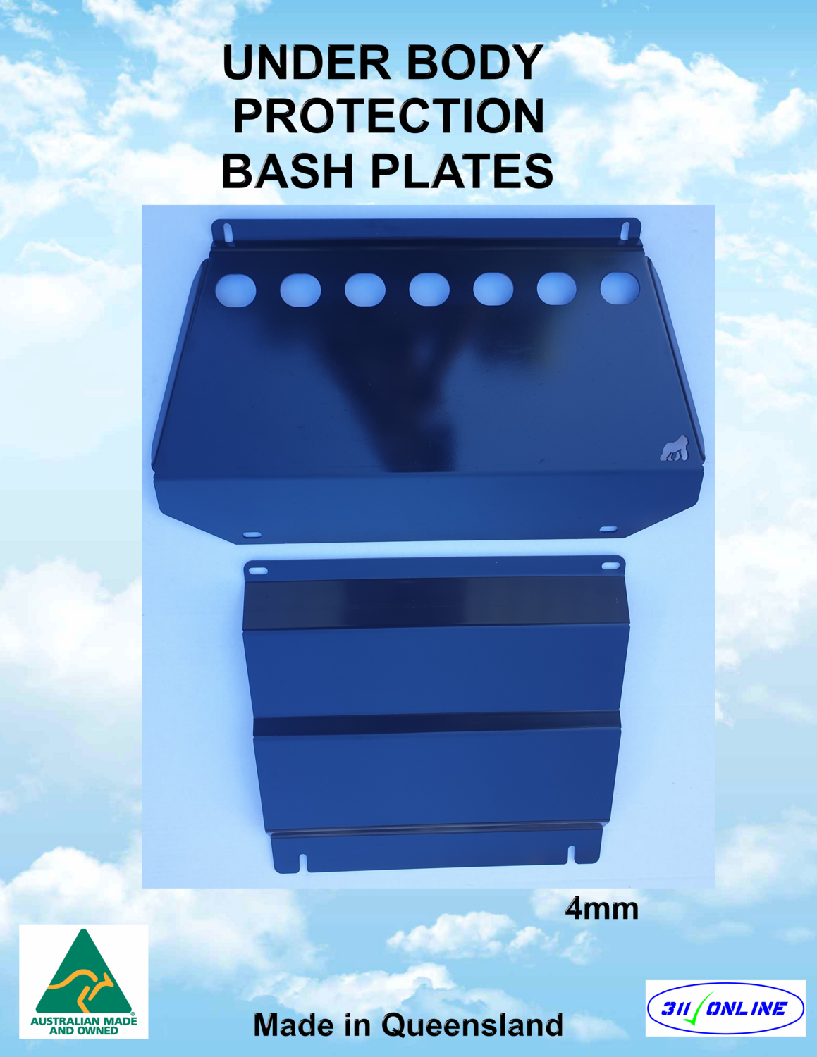 BASH PLATES set 3mm Will Fit &amp; Suit Mitsubishi Pajero QE/QF 2015-2024