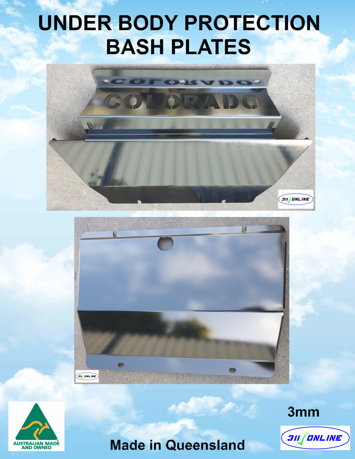 BASH PLATE SET Will Fit &amp; Suit HOLDEN COLORADO 2012-2016