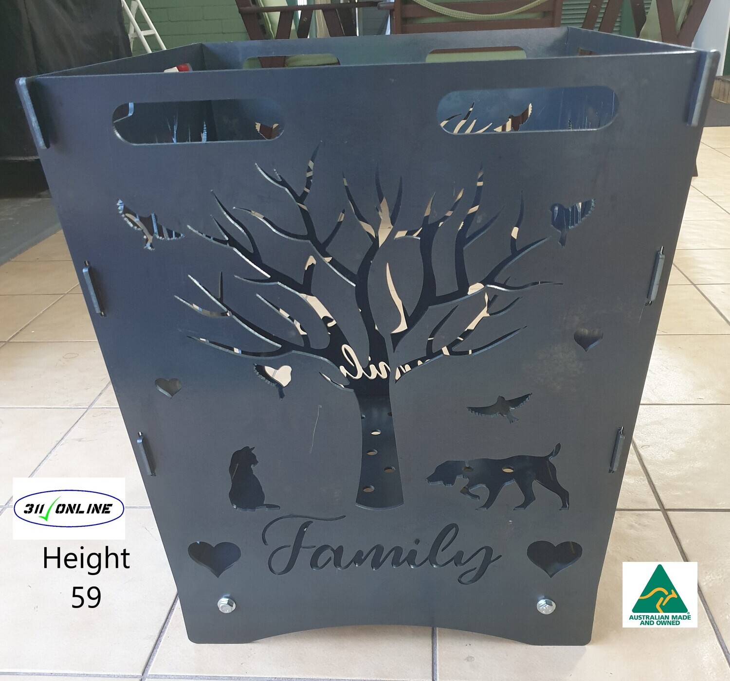 FLAT PACKED FIRE PIT COLLAPSIBLE FAMILY TREE FIRE PIT PACK