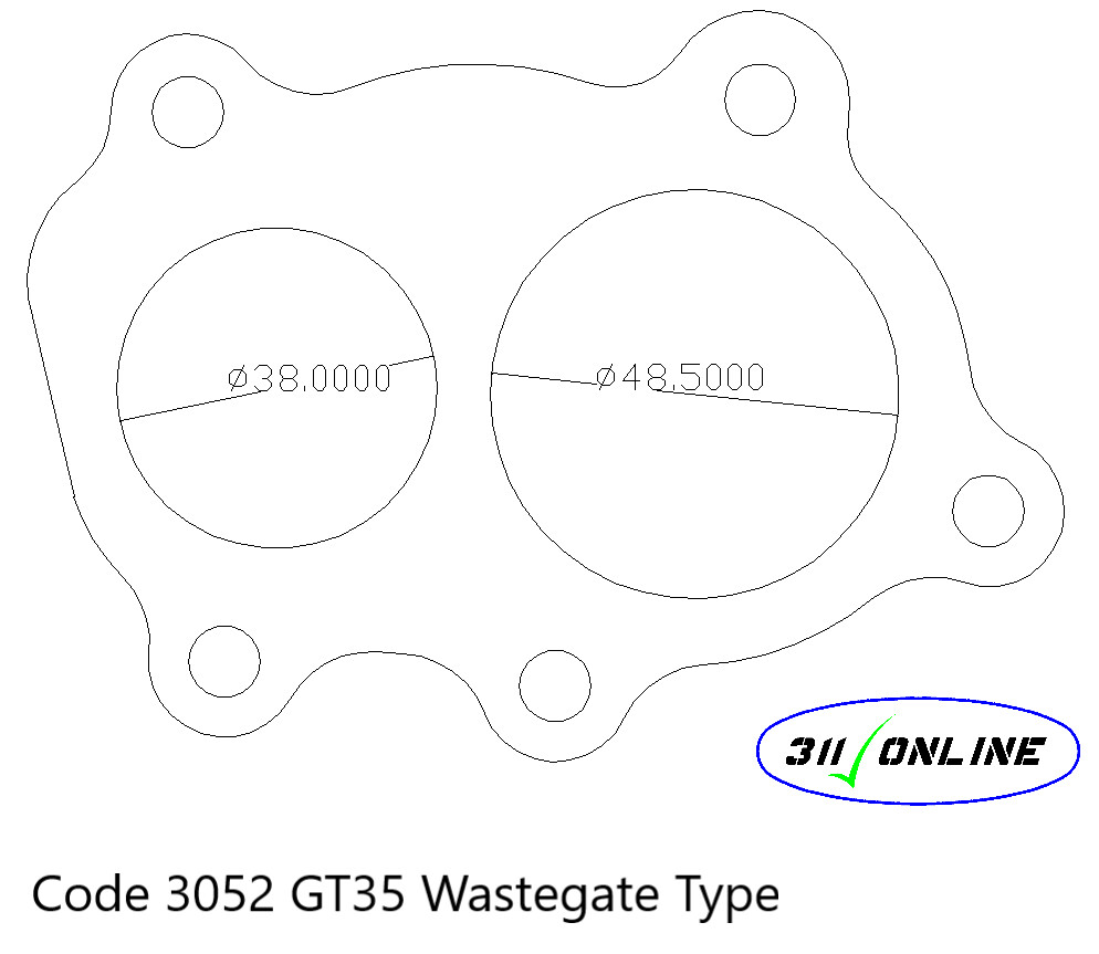 Program 3052 Will Fit and Suit Wastegate type GT35 Turbo Flange