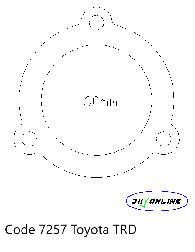 Program 7257 Will Suit and Fit Toyota TRD 60mm Pipe Flange
