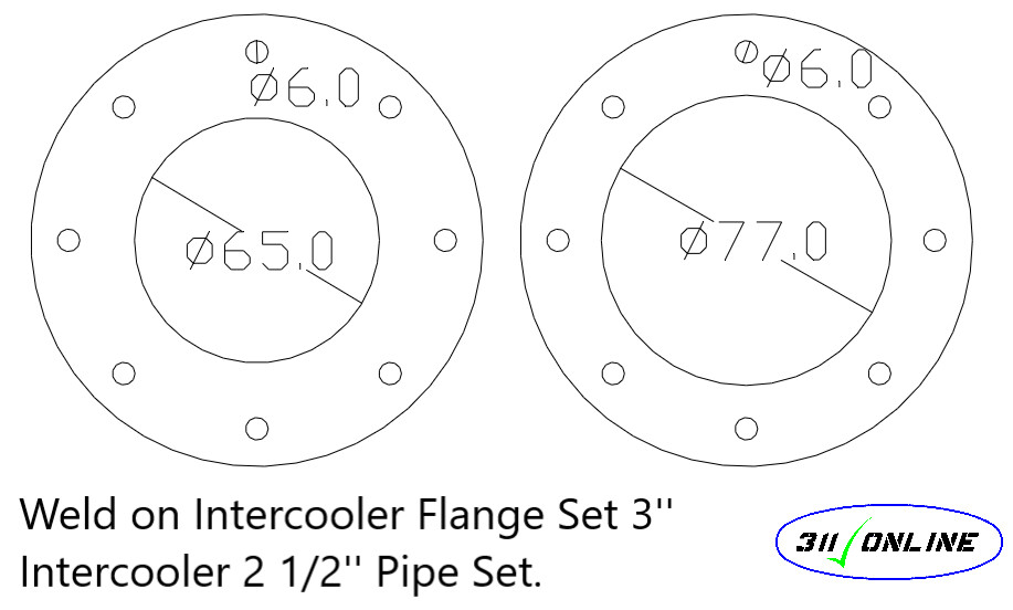 Ford RS Intercooler Flange Set Universal 77 to 65