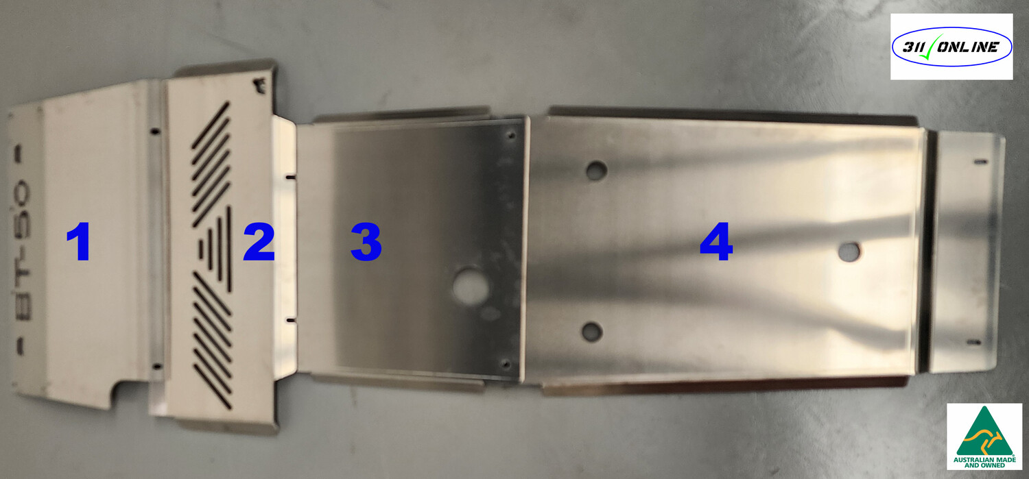 BASH PLATE SET Aluminum to Suit and fit Mazda BT50 2022 ON with Mazda