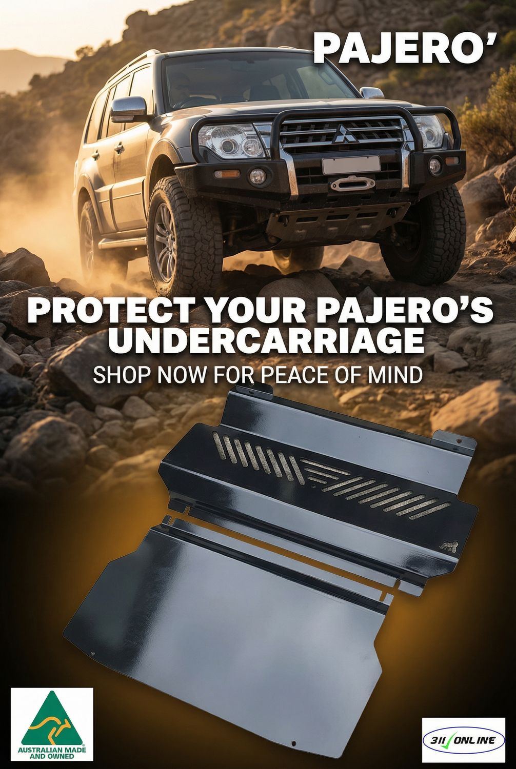 BASH PLATES set 4mm Will Fit &amp; Suit Mitsubhisi Pajero N Series 2006 to current