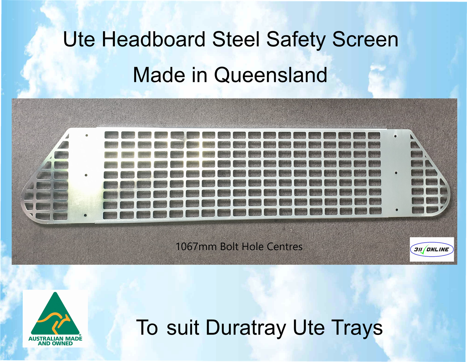 Black Safety Screen to suit and fit a Duratray Ute Tray