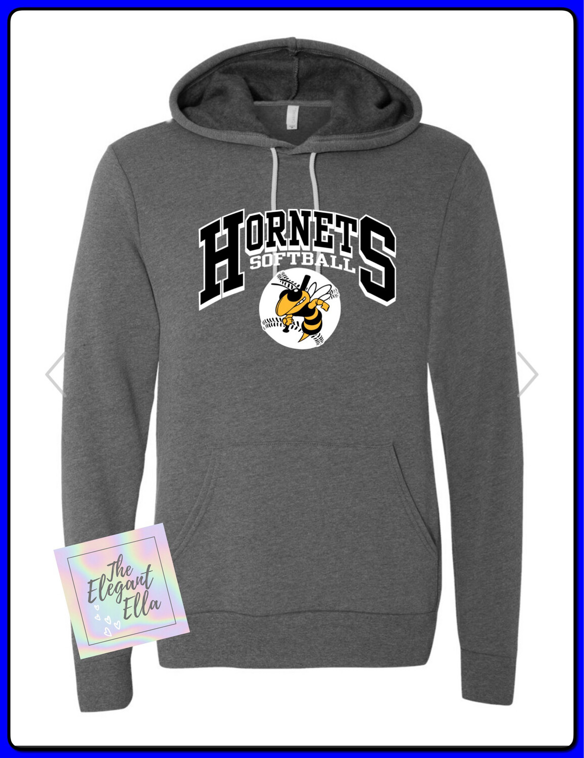 Hornets Softball  Deep Heather Gray Hooded Sweatshirt