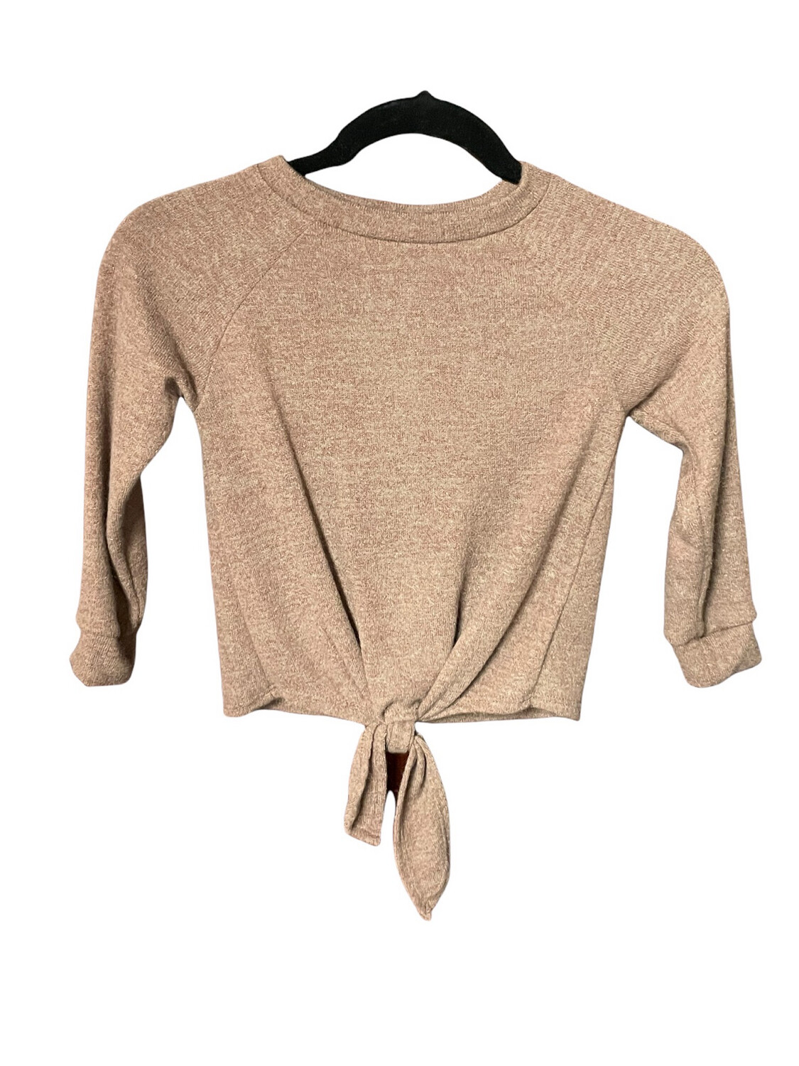 Mocha Cropped Tie Front Hacci Sweater