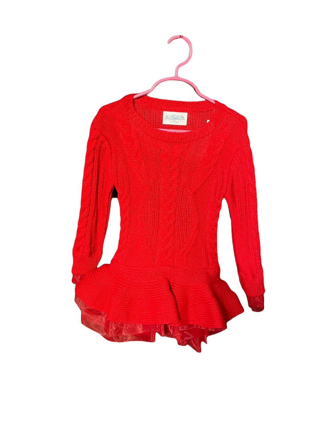 Red Chiffon Ruffle Sweater Dress