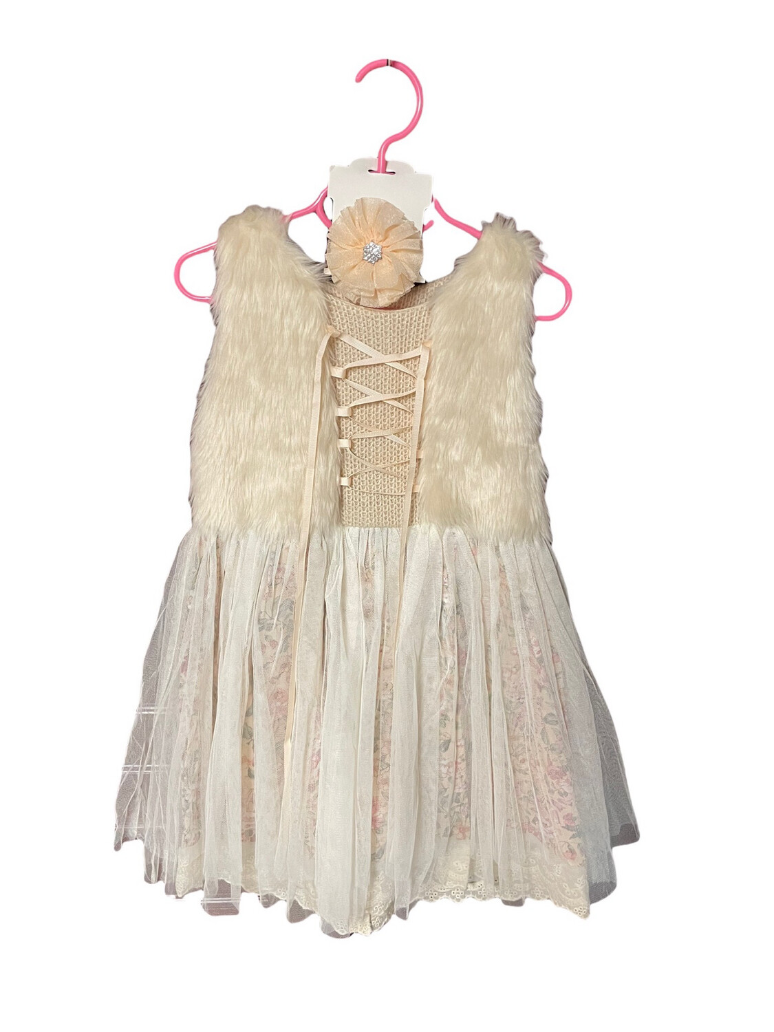 Floral Fur Front Dress
