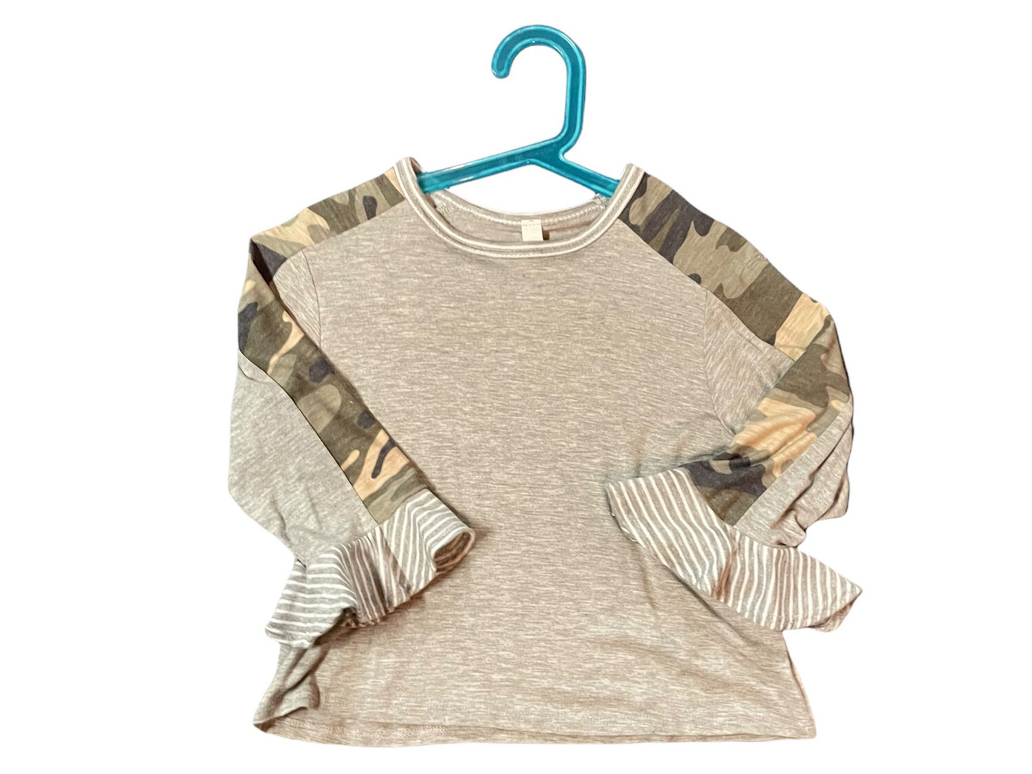 Gray Camo Cropped Long Sleeve T