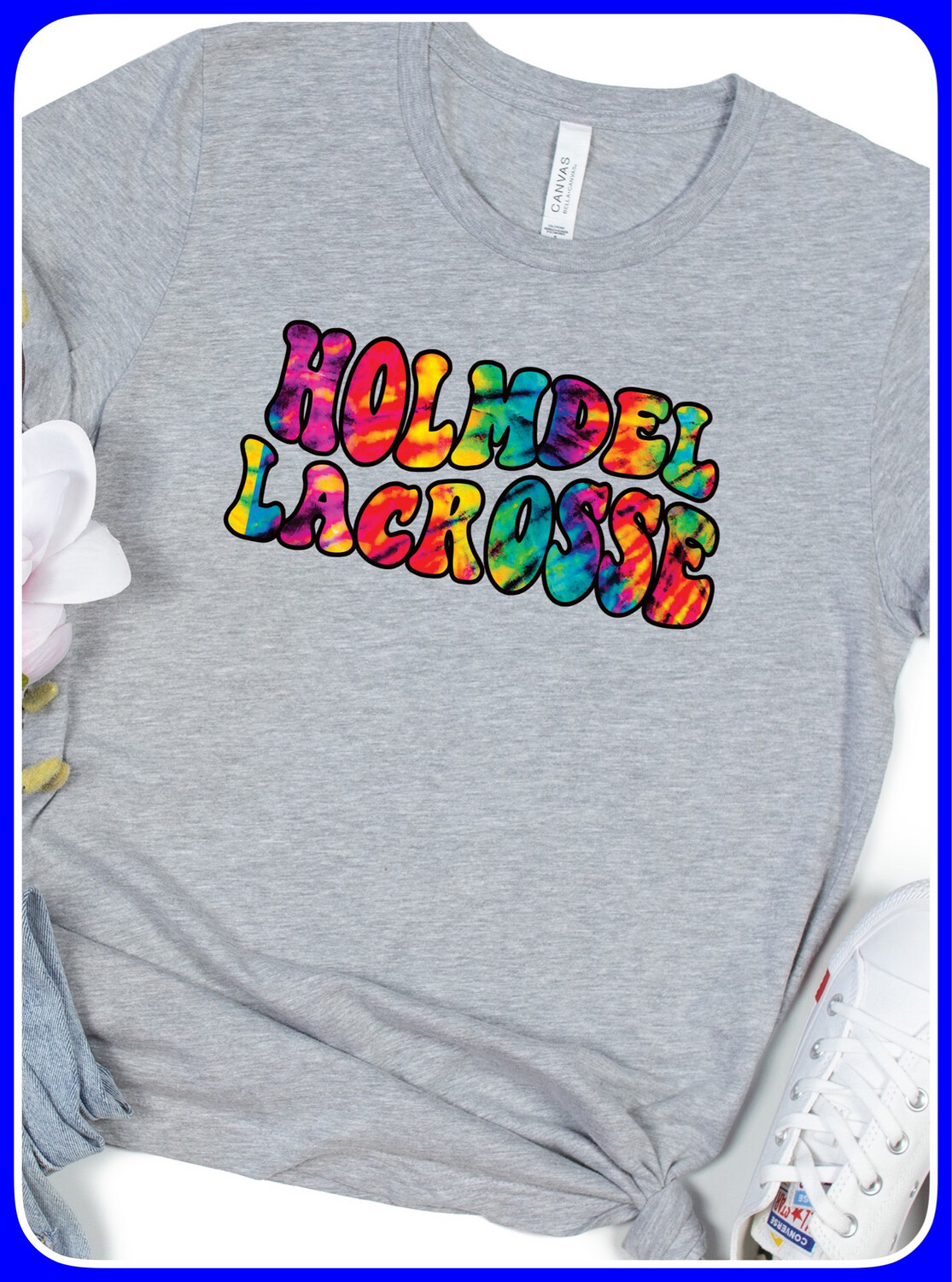 Holmdel Lacrosse Tie Dye T-shirt White Or Heather Gray 
