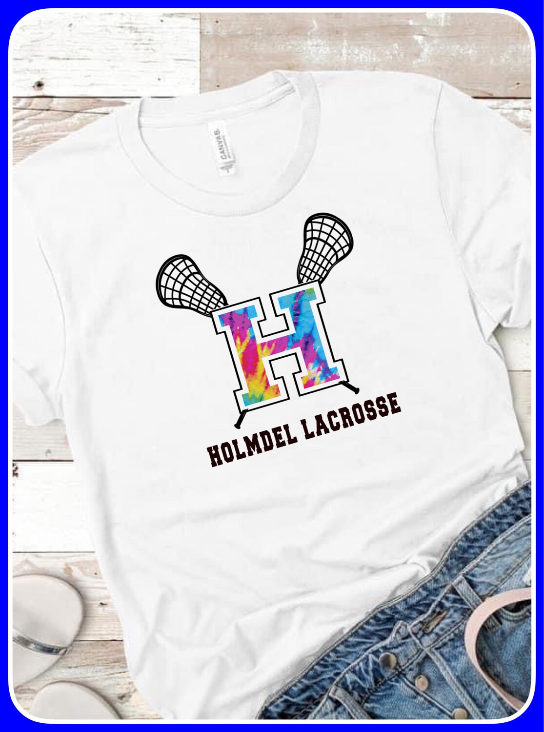 Lacrosse Tie Dye H T-shirt White Or Heather Gray 