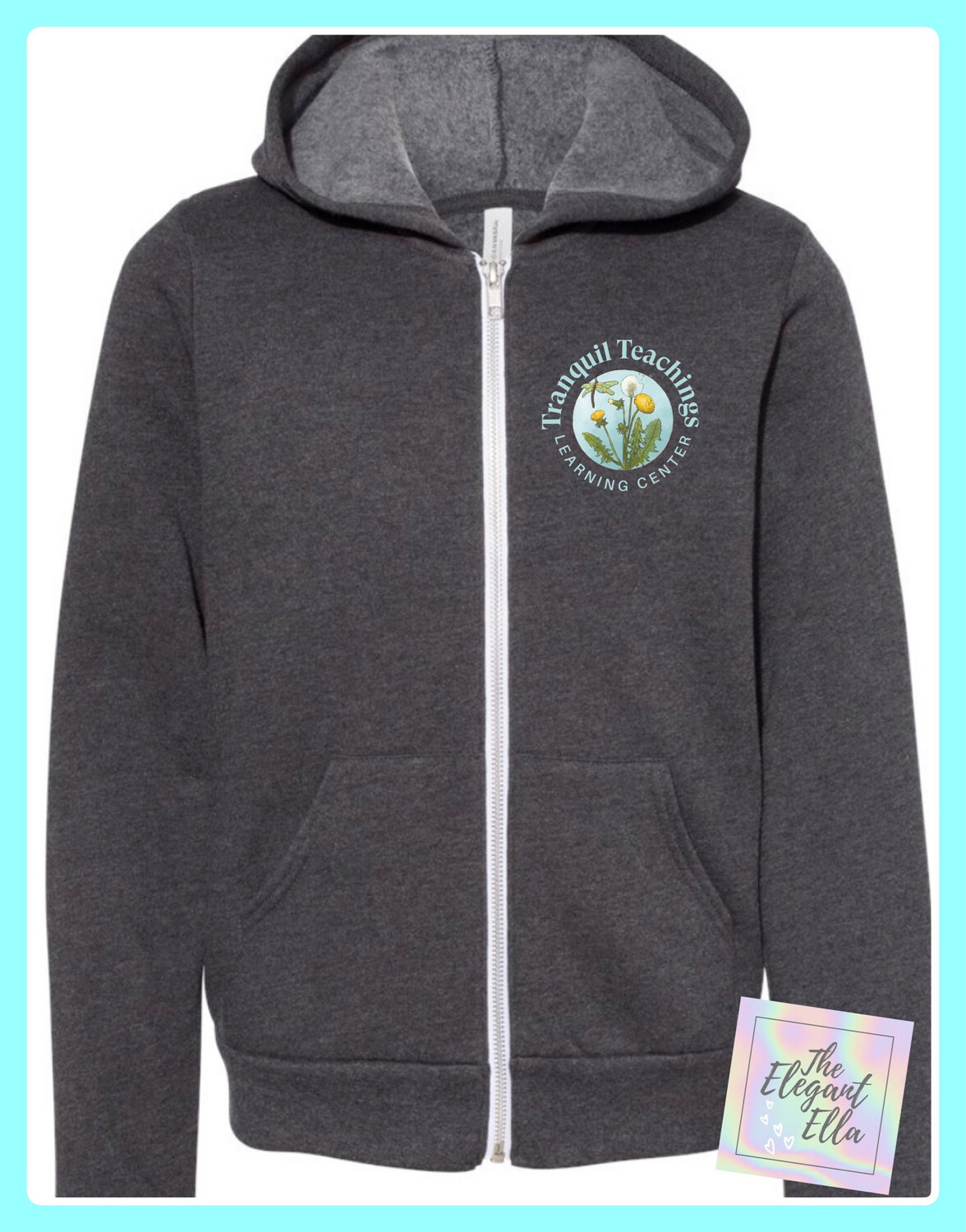 Bella &amp; Canvas Dark Heather Grey Zip Up Hoodie - Adult,  youth And Toddler 