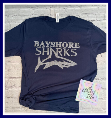 BayShore Sharks Silver Glitter T Shirt