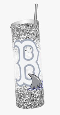 Glitter Bayshore Sharks Travel Tumbler - Logo With Lid