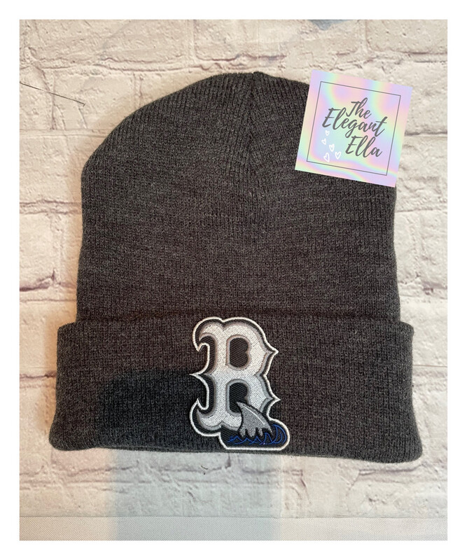 Bay shore Sharks Navy Embroidery Patch Beanie