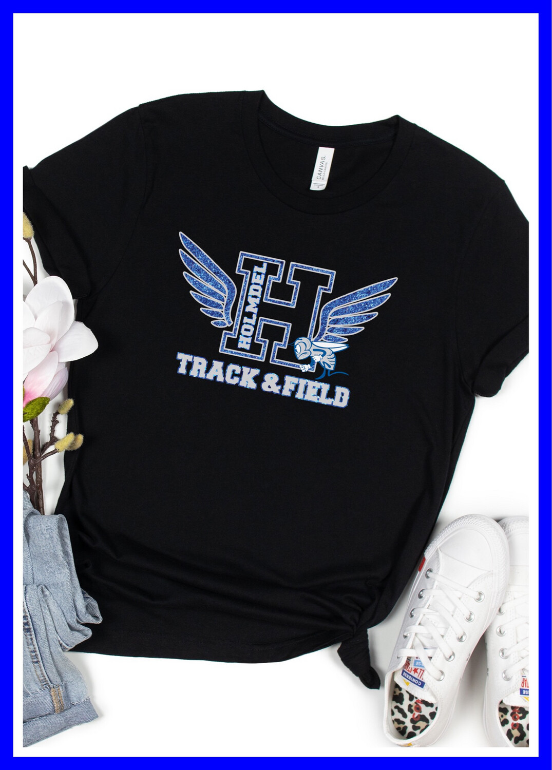 Black glitter Holmdel Track &amp; Field T shirt