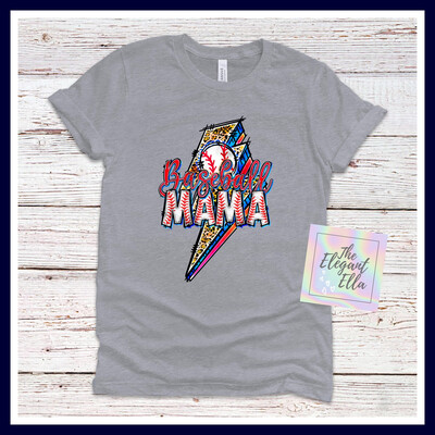  Baseball Mama Lightening Bolt T Shirt
