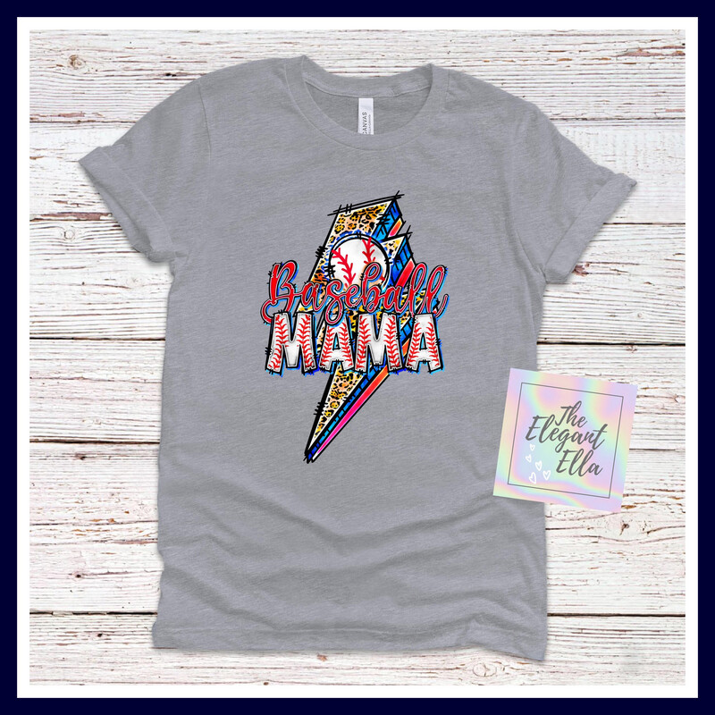 Baseball Mama Lightening Bolt  T Shirt