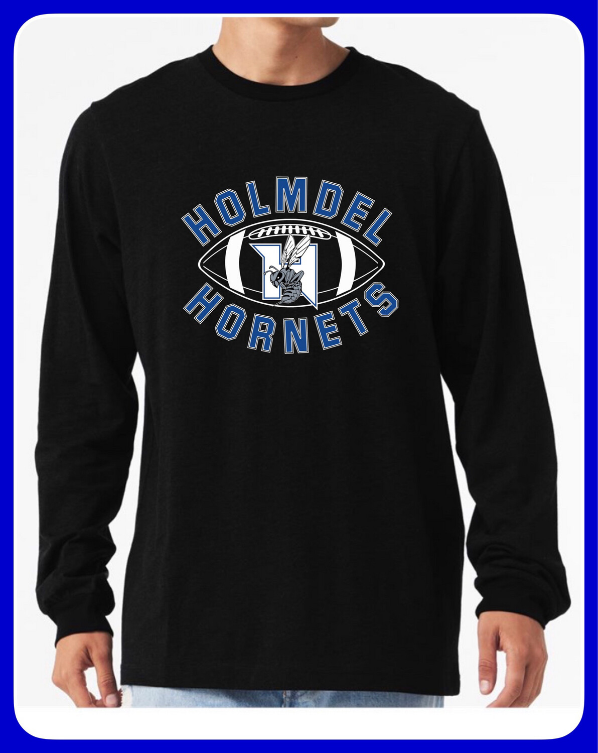 Black or Dark Heather Gray- ADULT OR YOUTH FOOTBALL Long Sleeve T Shirt
