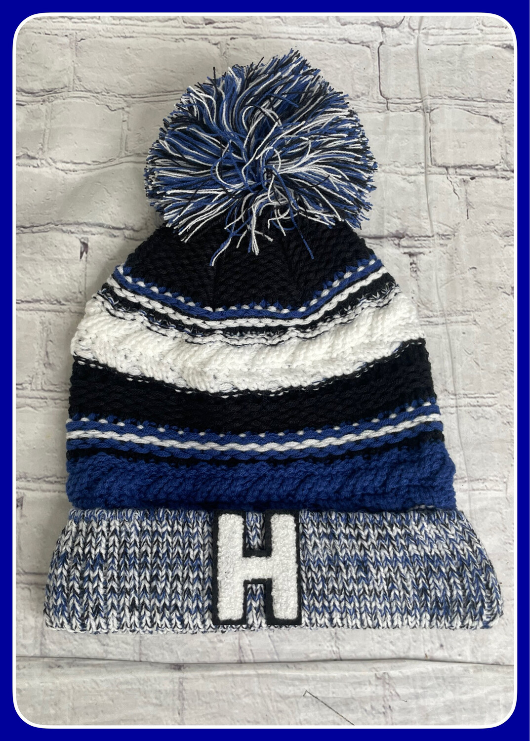 Holmdel Chenille H BIG POM POM embroidery patch hat