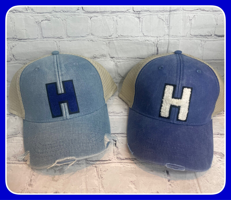 Denim Chenille H Distressed H Hat